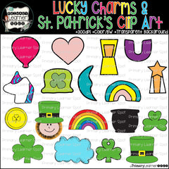 "UPDATED" Lucky Charms with New Unicorn & St. Patrick's Day Clip art; Color & BW